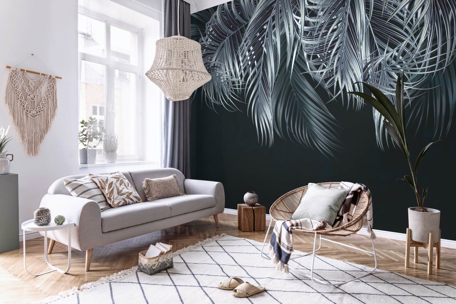 Papier peint plumes longues et fines