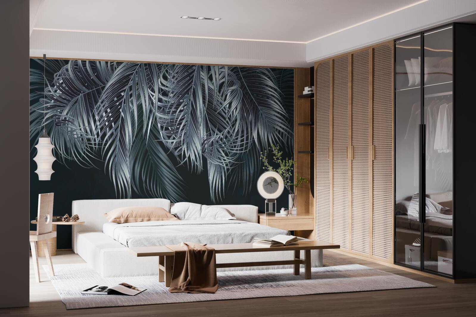 Papier peint plumes longues et fines