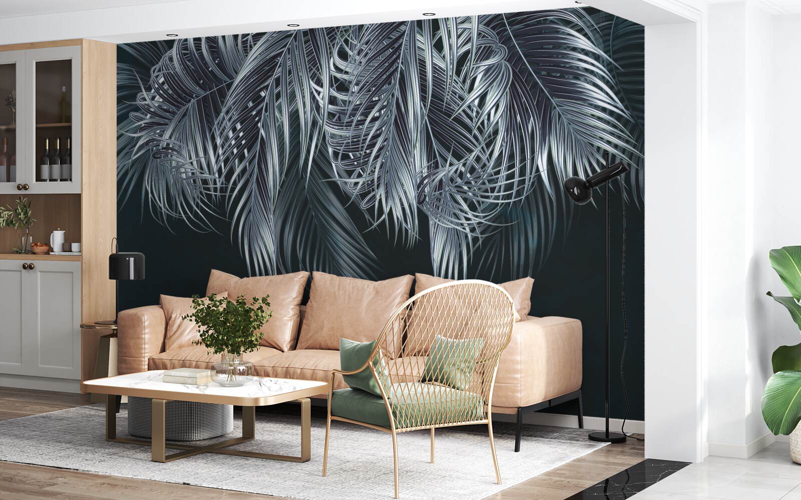 Papier peint plumes longues et fines