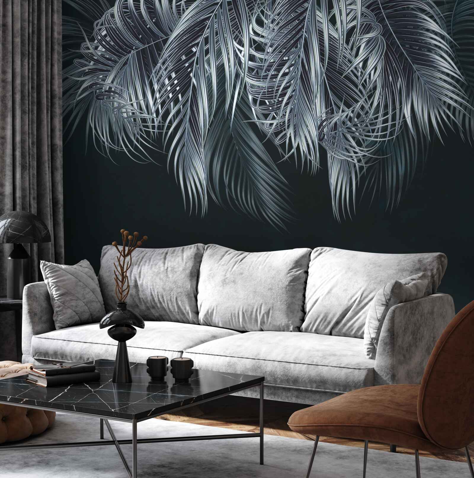 Papier peint plumes longues et fines