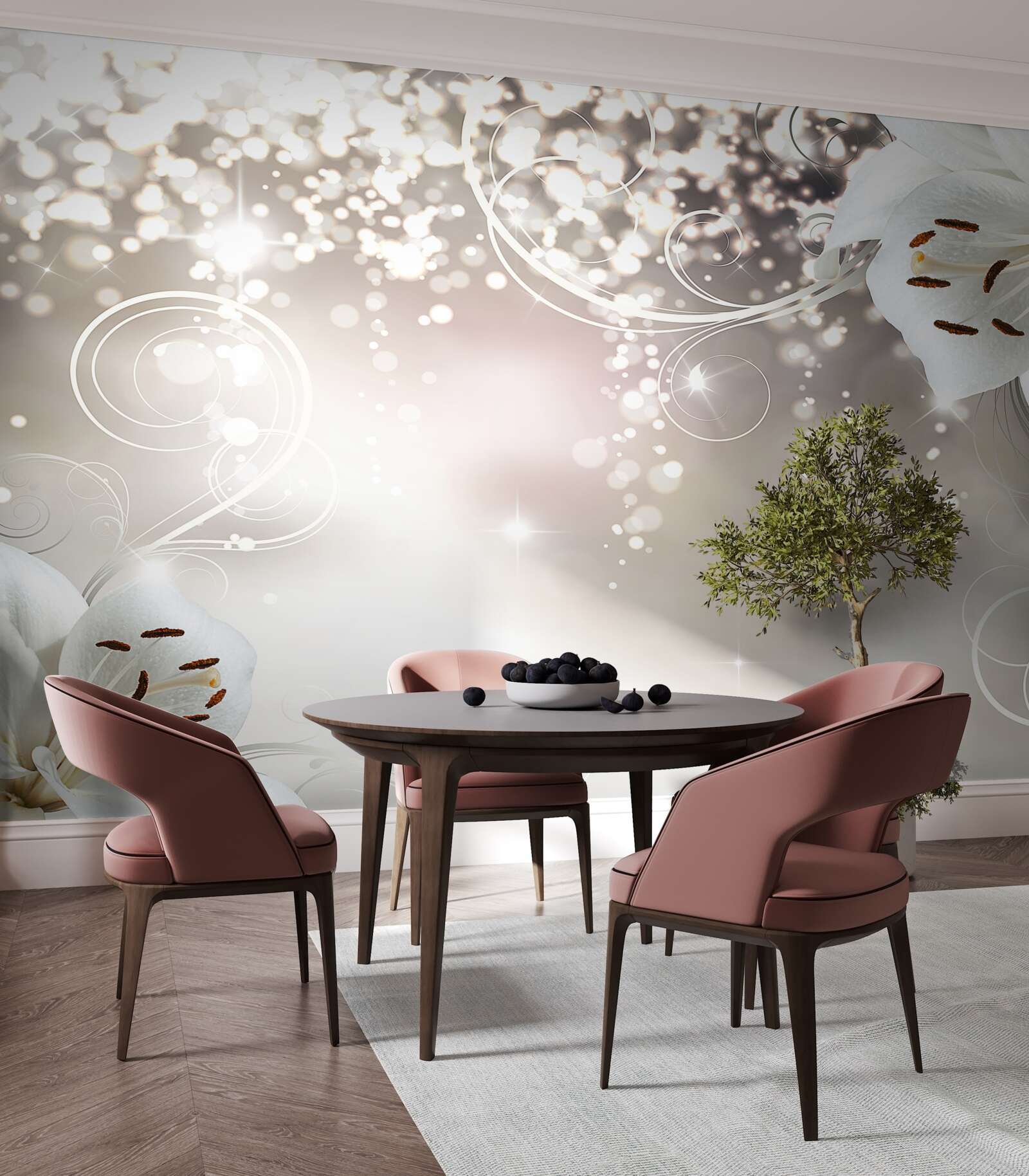 Papier peint Fond lumineux et lis écarlates