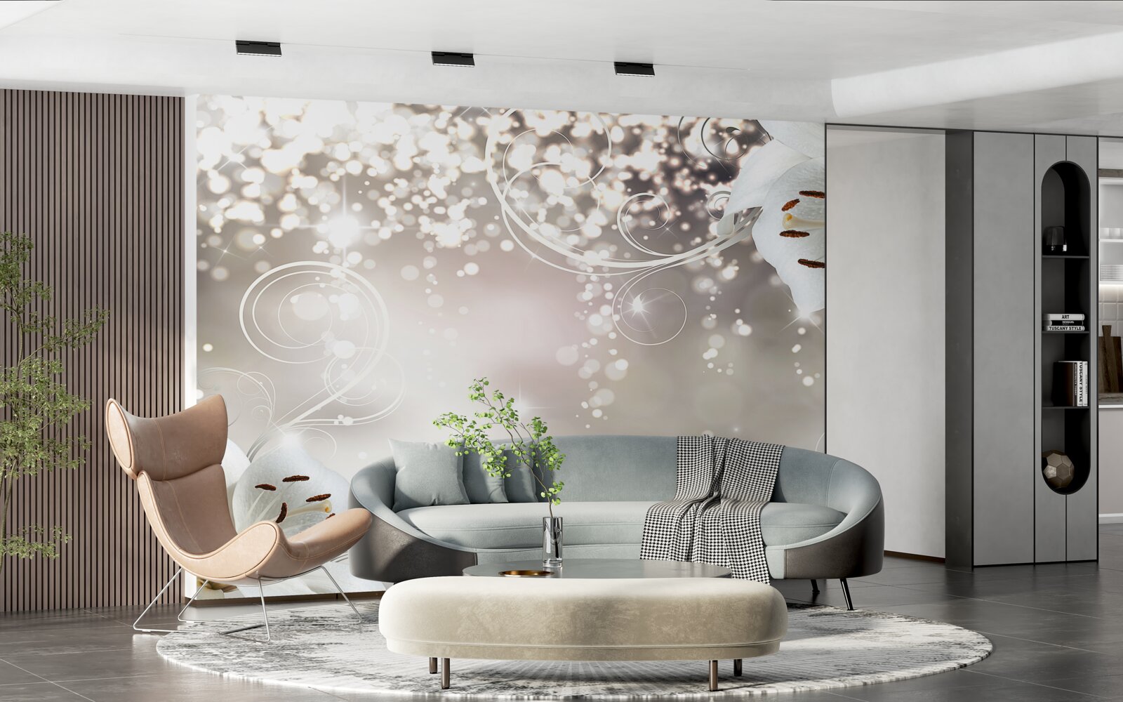 Papier peint Fond lumineux et lis écarlates