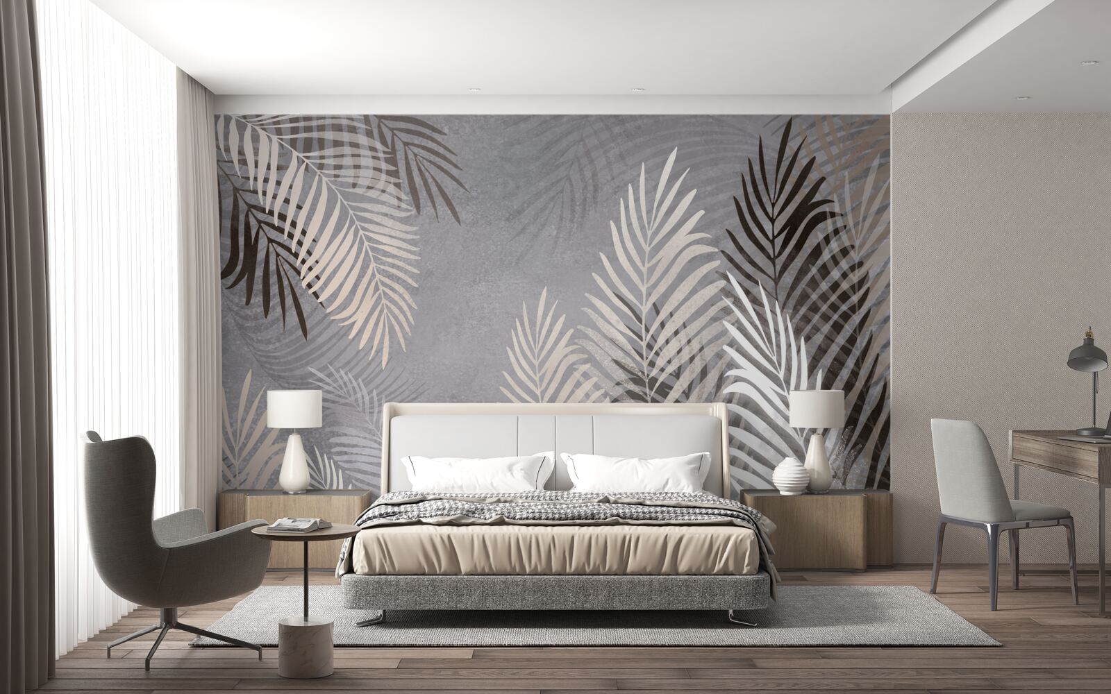 Papier peint les grandes feuilles minces sont blanches