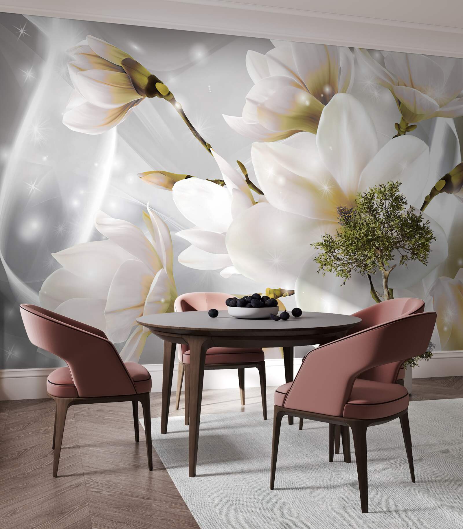 Papier peint des fleurs blanches d'une taille incroyable