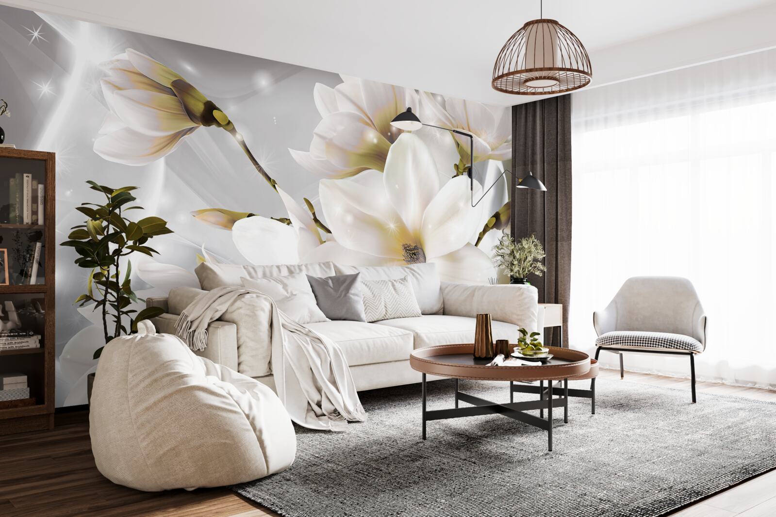 Papier peint des fleurs blanches d'une taille incroyable