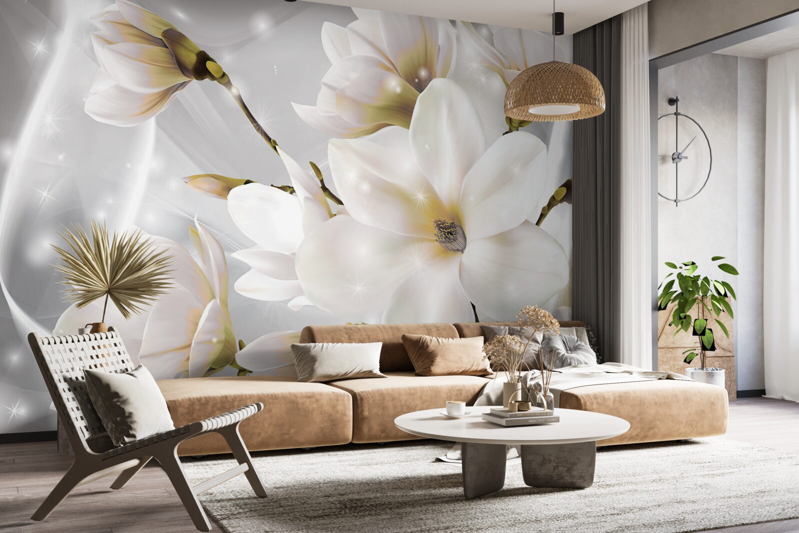 Papier peint des fleurs blanches d'une taille incroyable