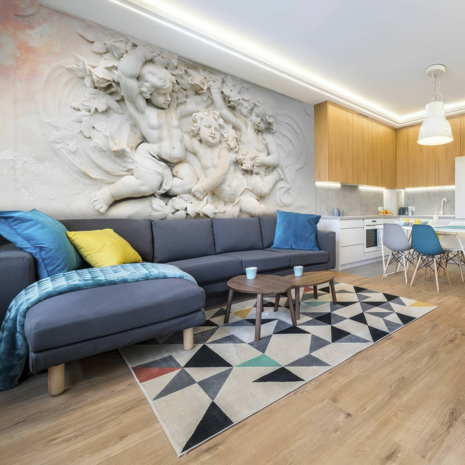 Papier peint sculptures d'anges en pierre