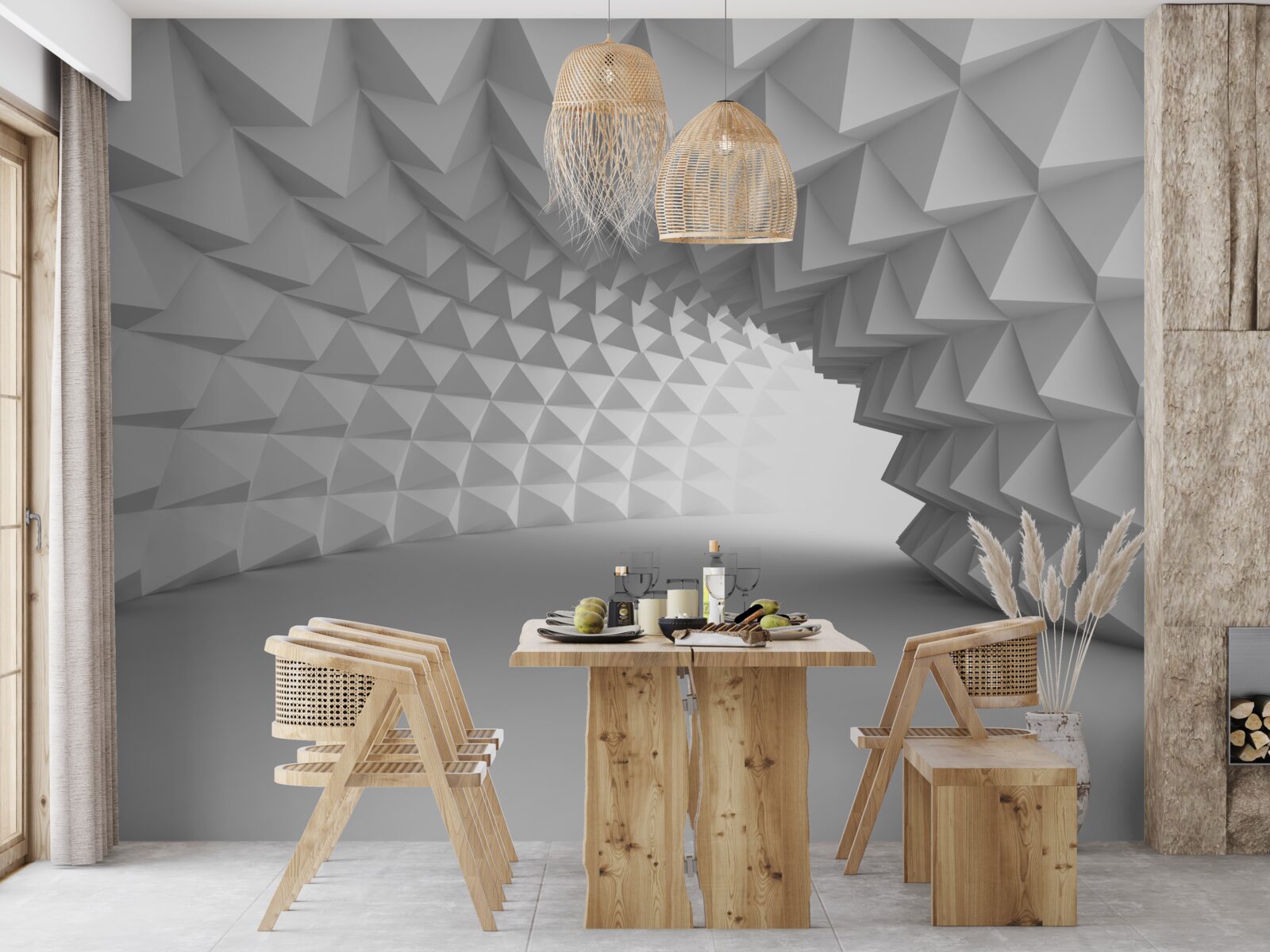 Papier peint corridor du tunnel blanc