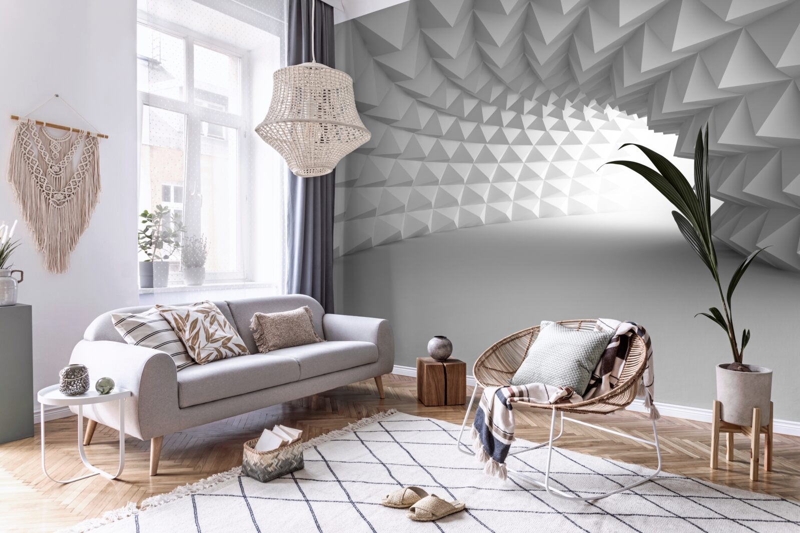 Papier peint corridor du tunnel blanc