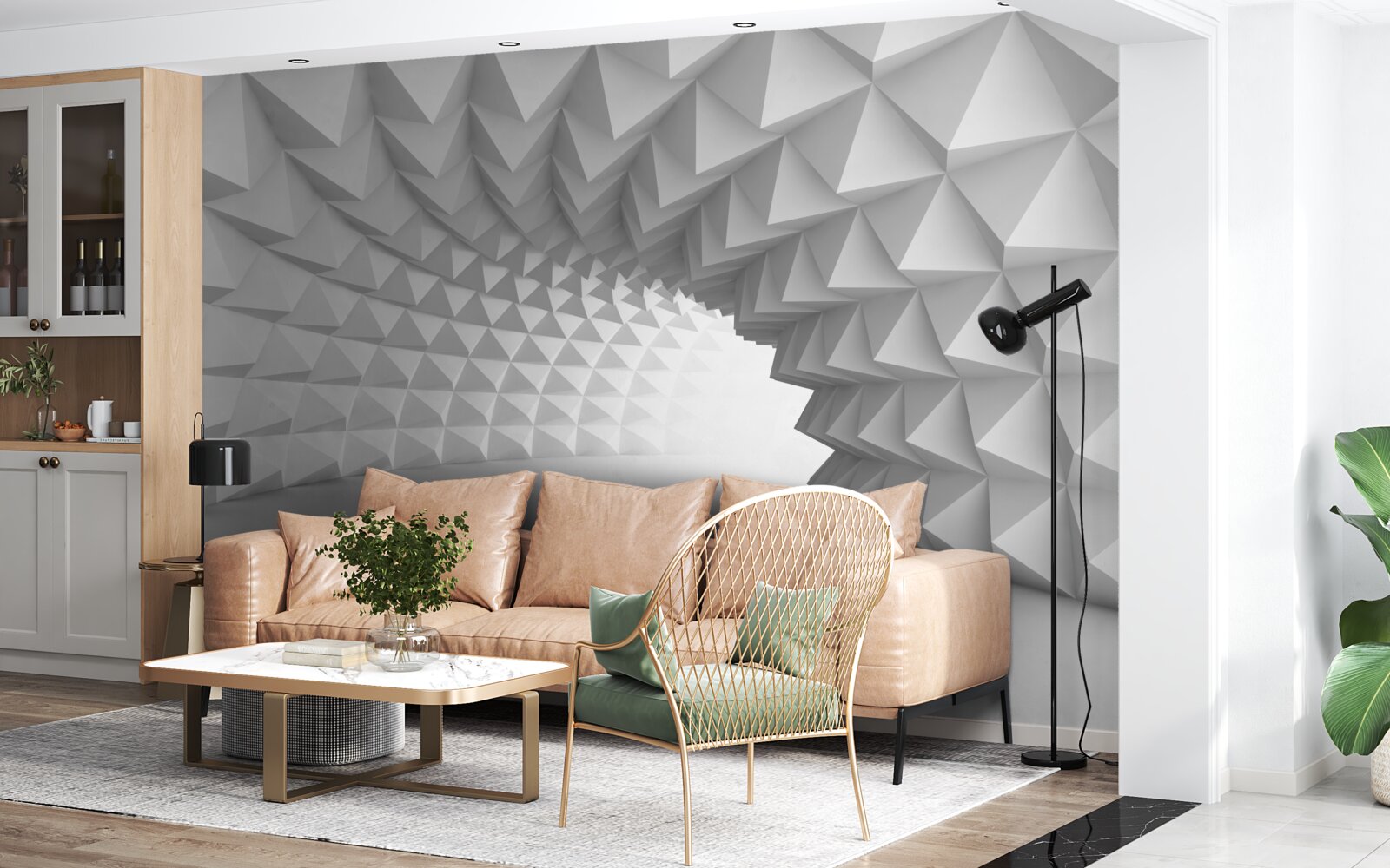 Papier peint corridor du tunnel blanc