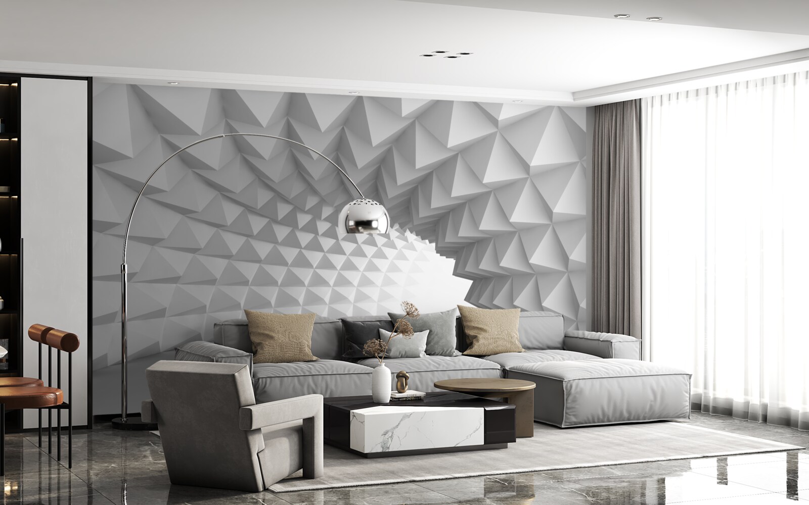 Papier peint corridor du tunnel blanc