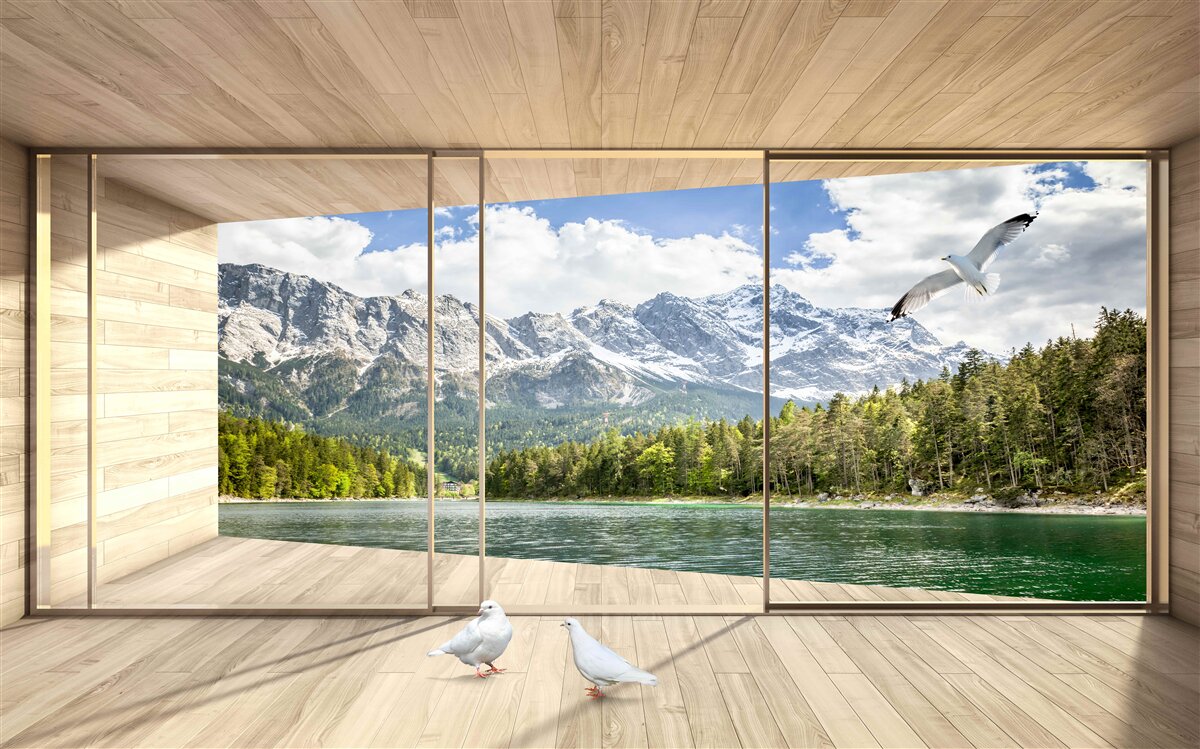 Papier peint des paysages de rivières et de montagnes à couper le souffle