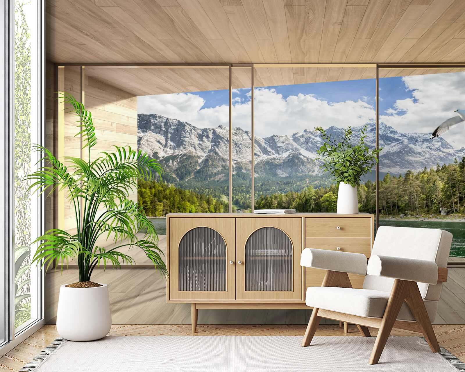 Papier peint des paysages de rivières et de montagnes à couper le souffle