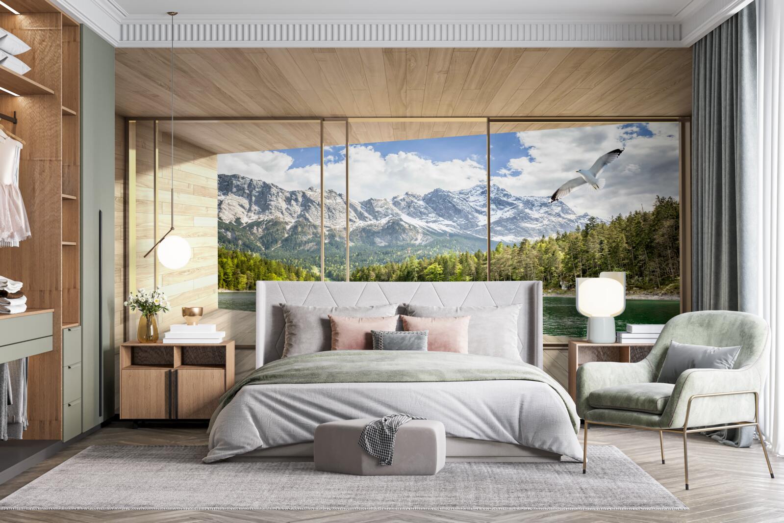 Papier peint des paysages de rivières et de montagnes à couper le souffle