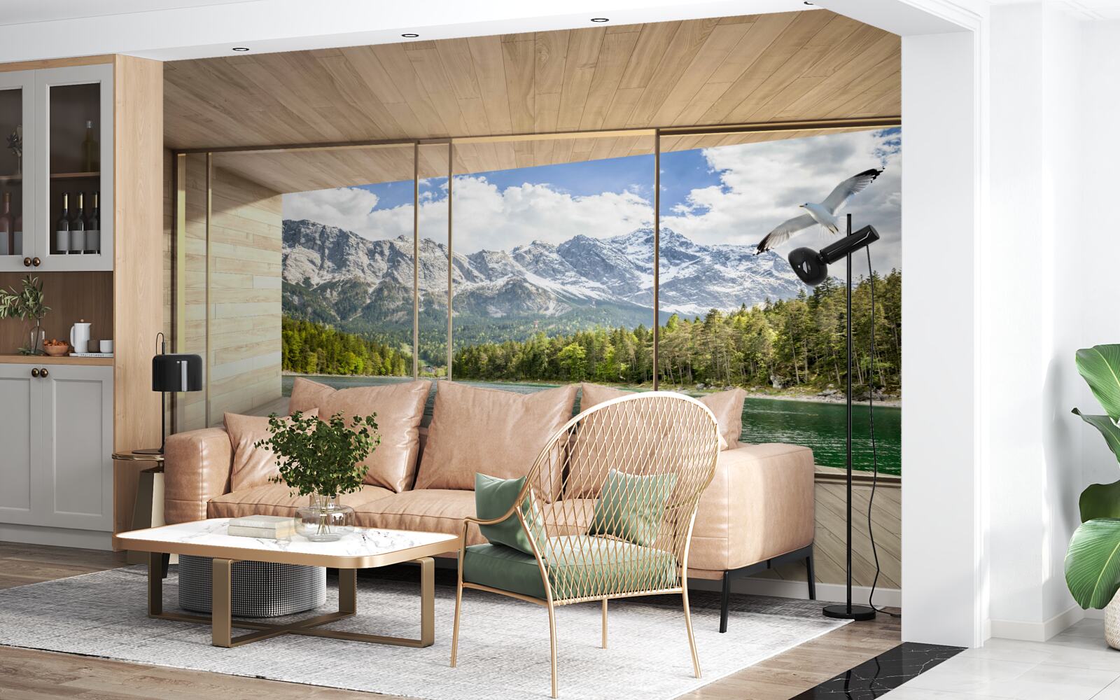 Papier peint des paysages de rivières et de montagnes à couper le souffle