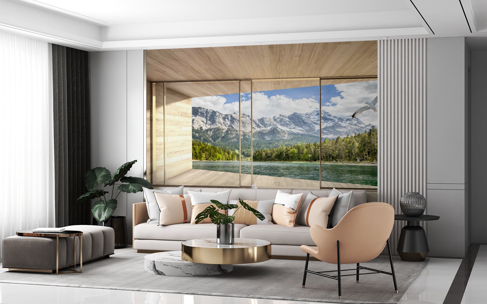 Papier peint des paysages de rivières et de montagnes à couper le souffle