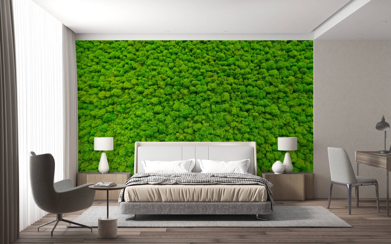 Papier peint vue d'une feuille verte depuis un point élevé