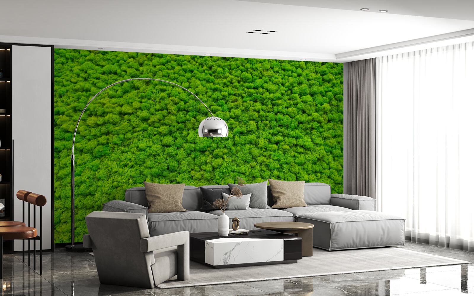 Papier peint vue d'une feuille verte depuis un point élevé