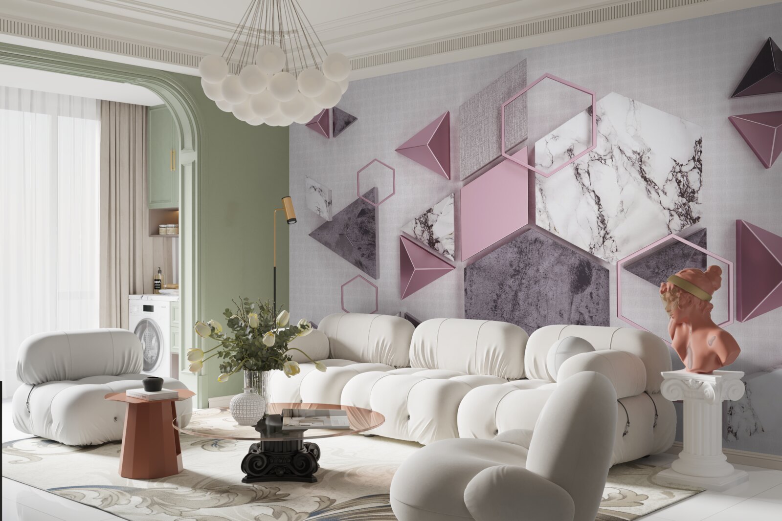 Papier peint images géométriques marbrées