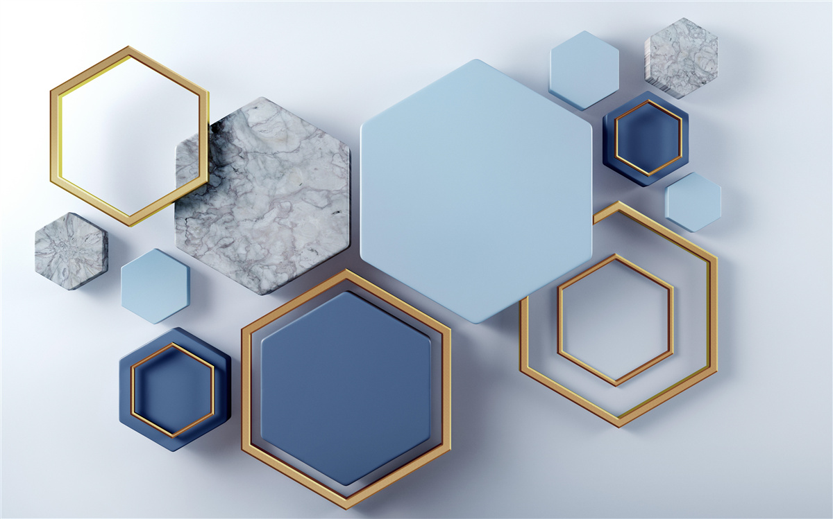 Papier peint dessin abstrait géométrique avec des hexagones