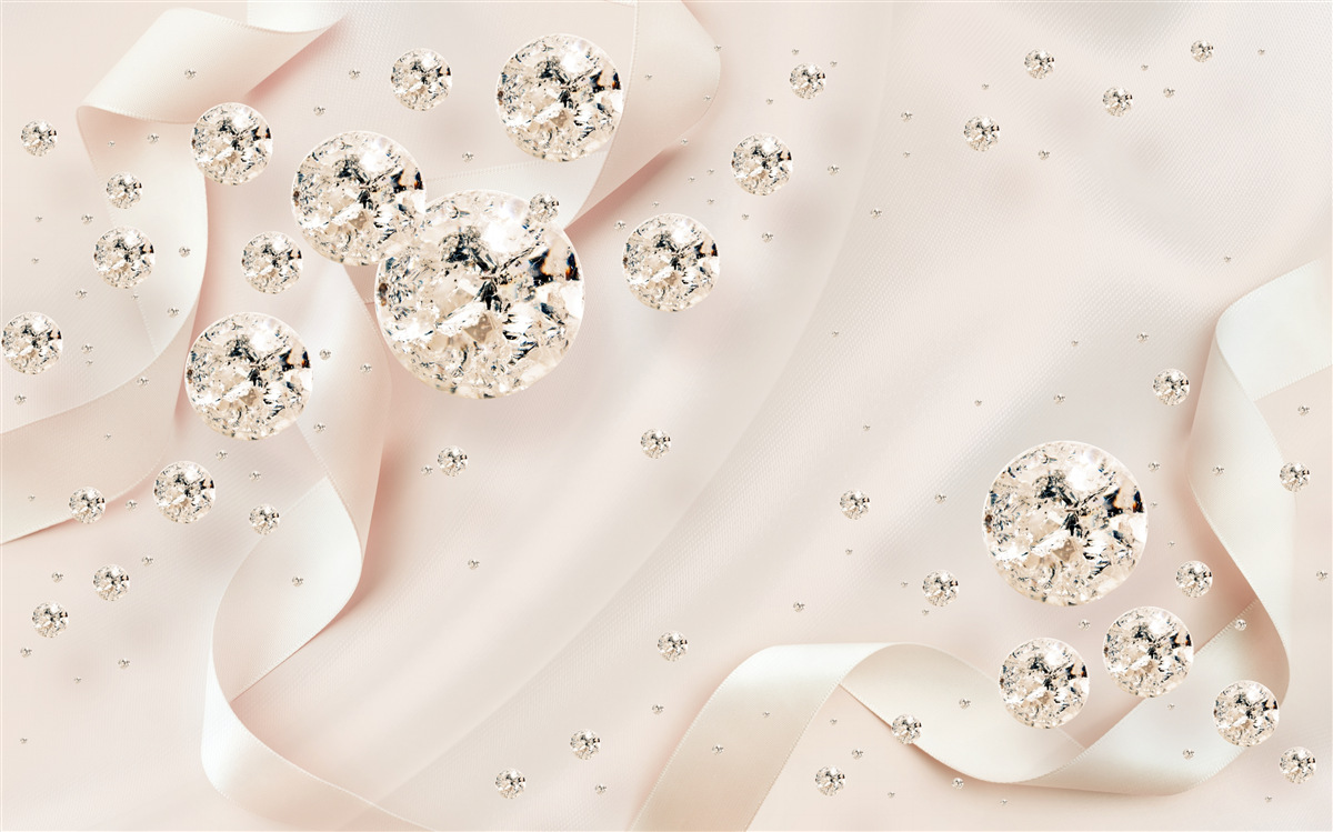 Papier peint des diamants blancs se détachent sur un fond rose délicat