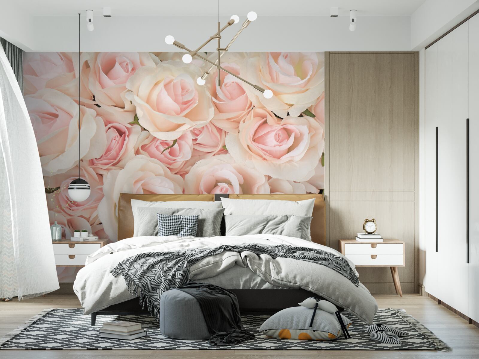 Papier peint de nombreuses roses roses délicates