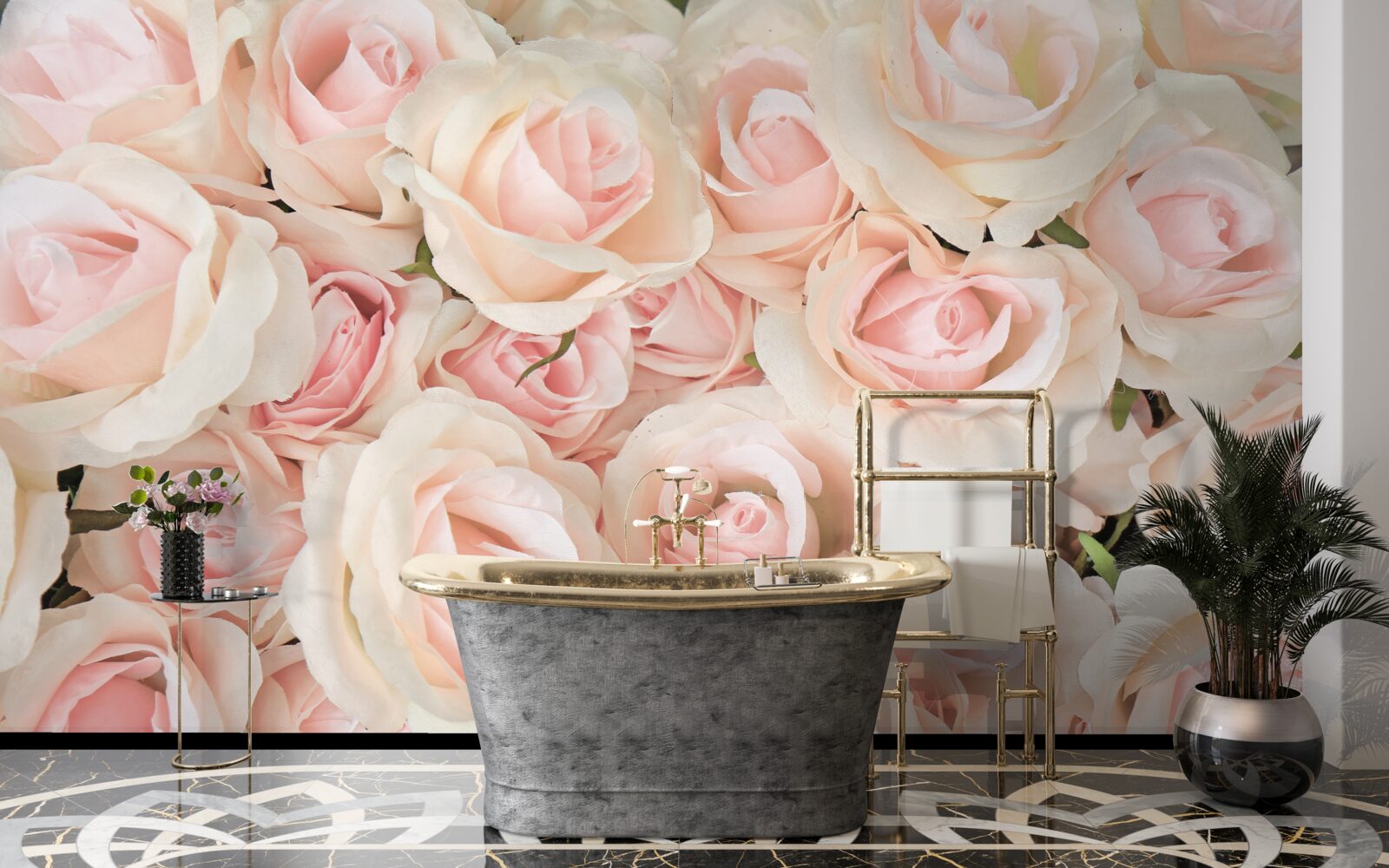 Papier peint de nombreuses roses roses délicates