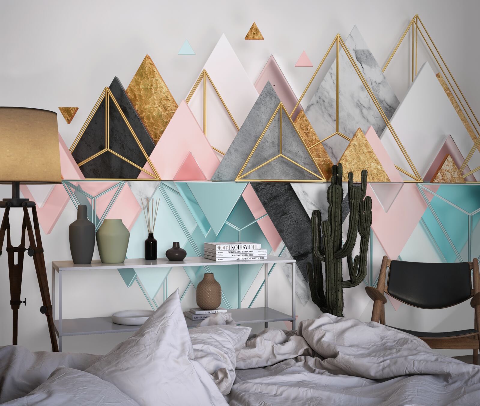 Papier peint des images abstraites sous forme de triangles multicolores