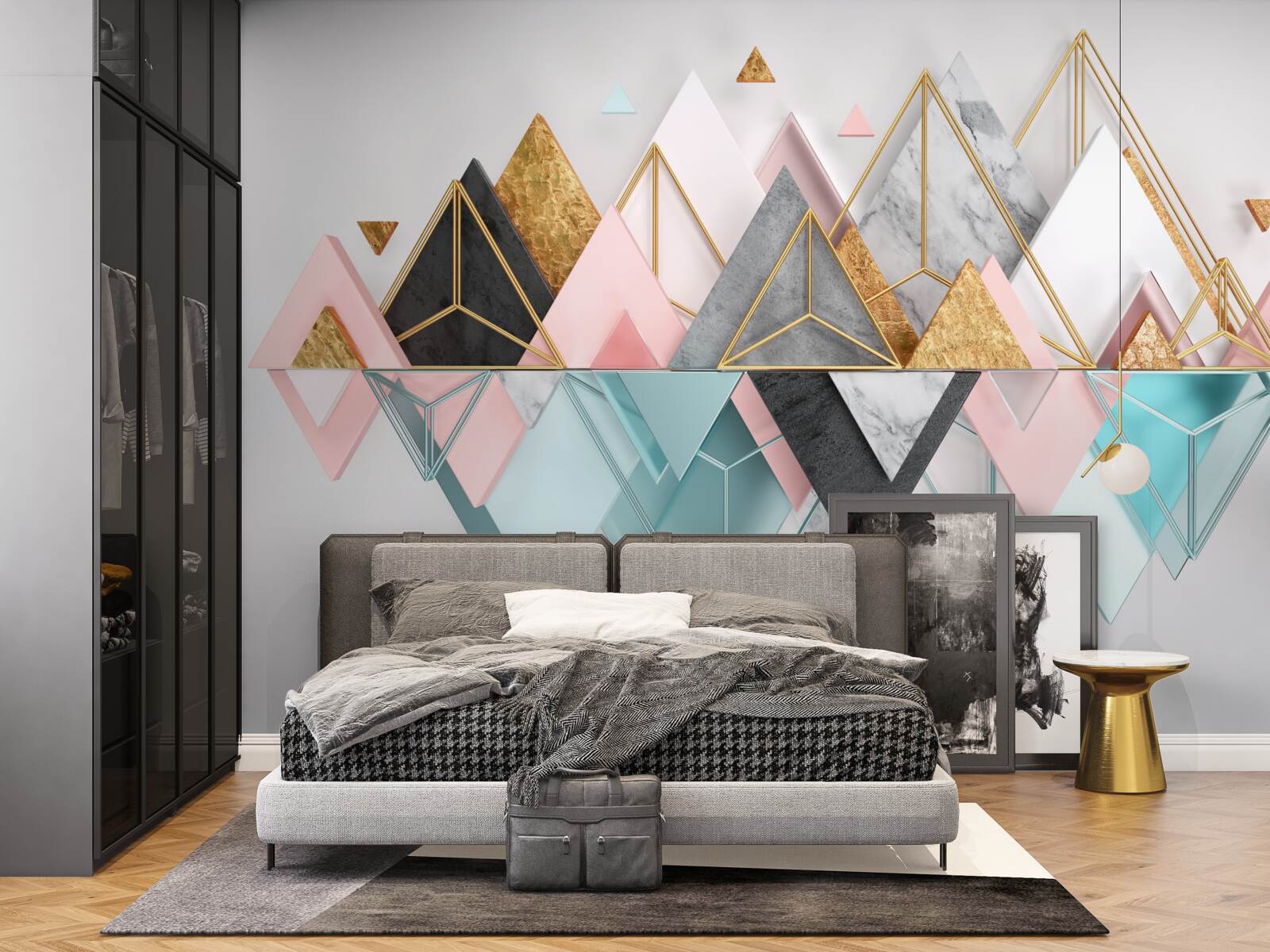 Papier peint des images abstraites sous forme de triangles multicolores