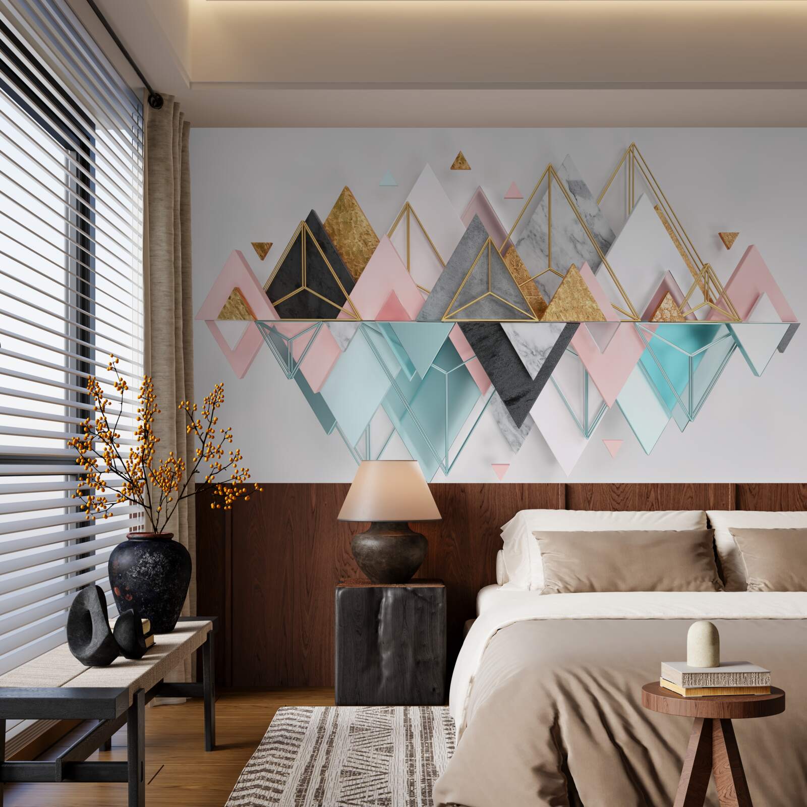 Papier peint des images abstraites sous forme de triangles multicolores