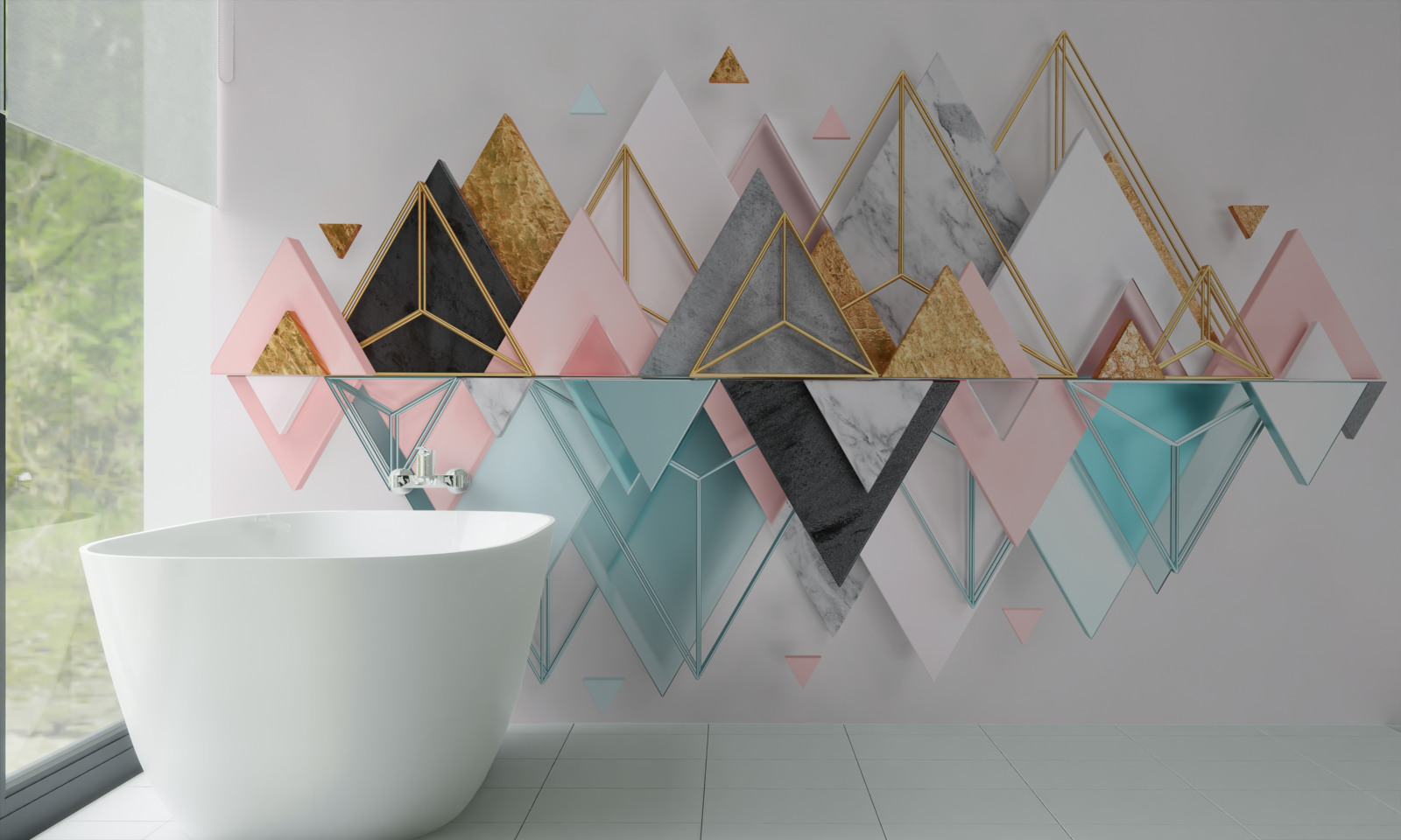 Papier peint des images abstraites sous forme de triangles multicolores