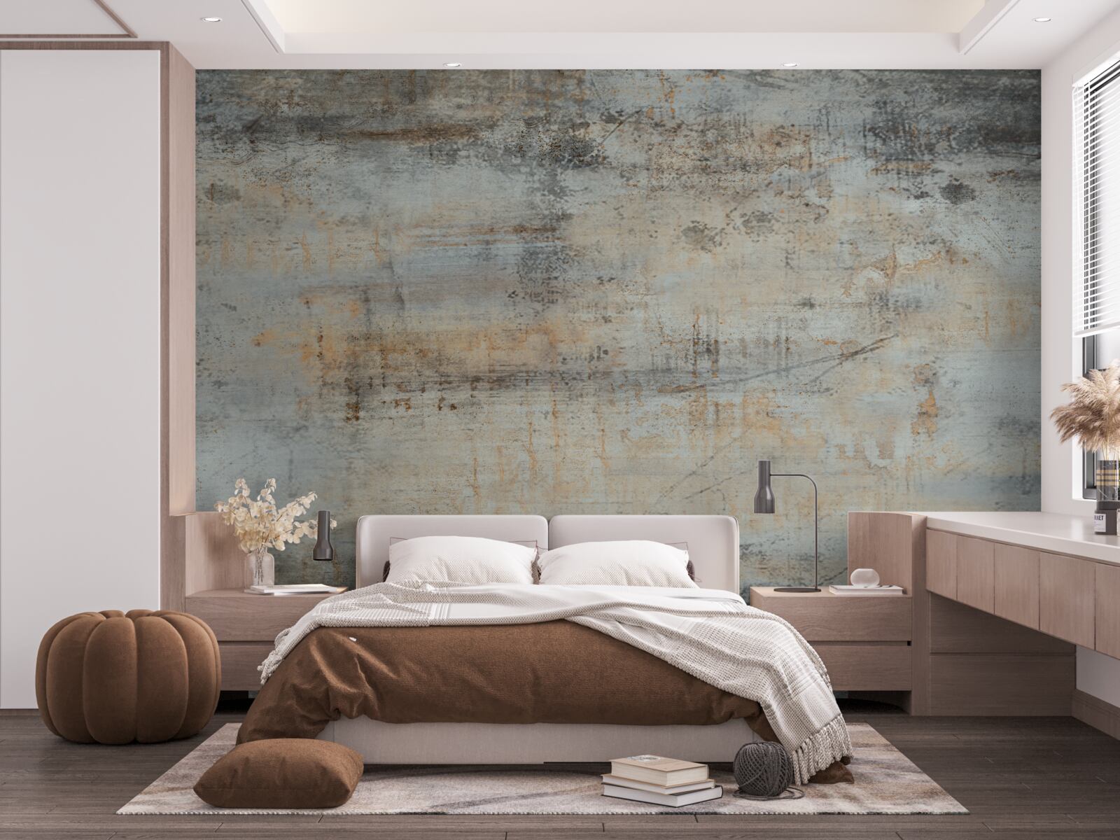 Papier peint mur gris, abîmé par le temps