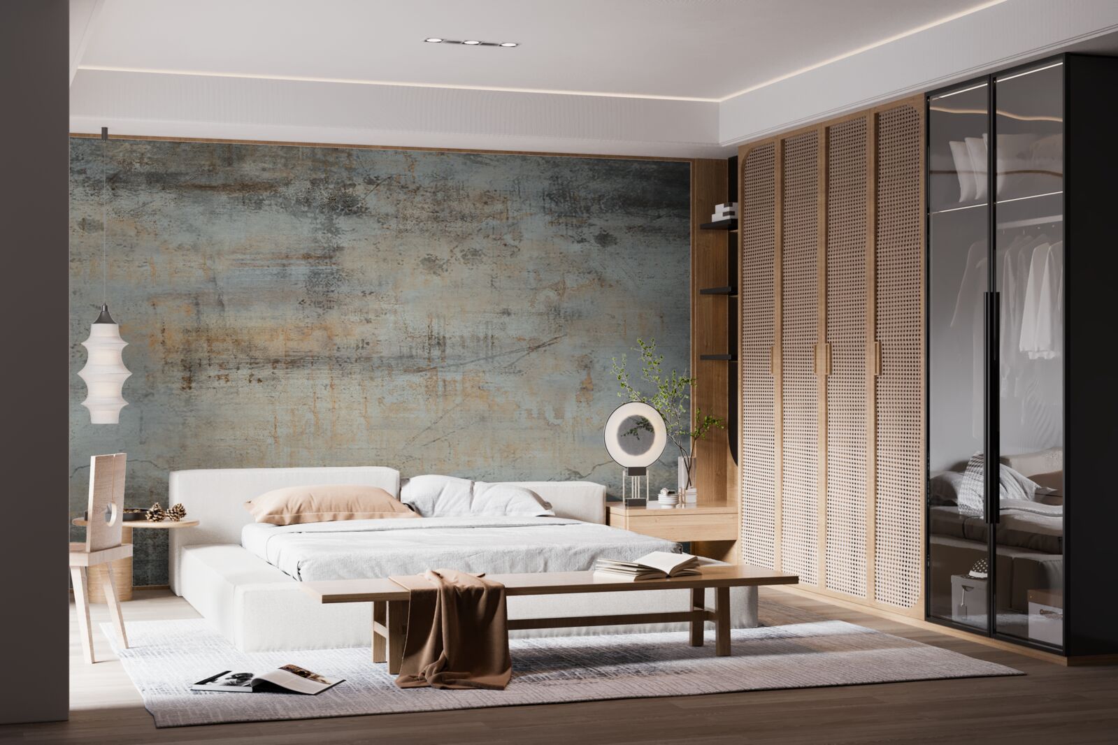 Papier peint mur gris, abîmé par le temps