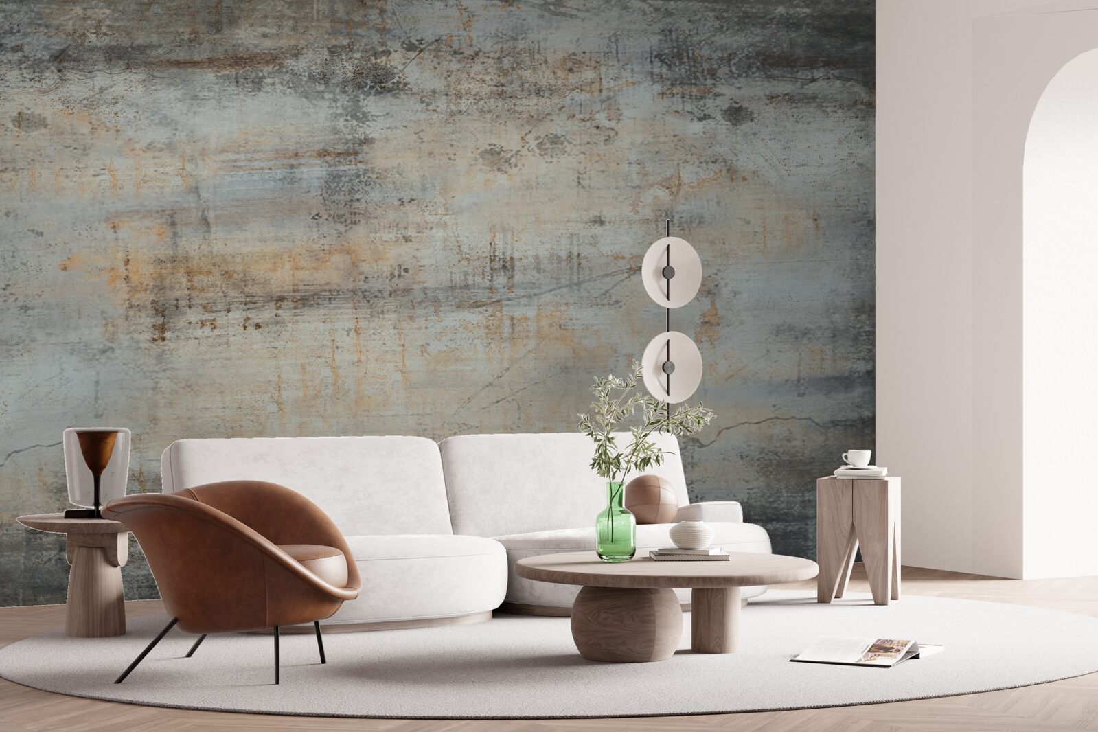 Papier peint mur gris, abîmé par le temps