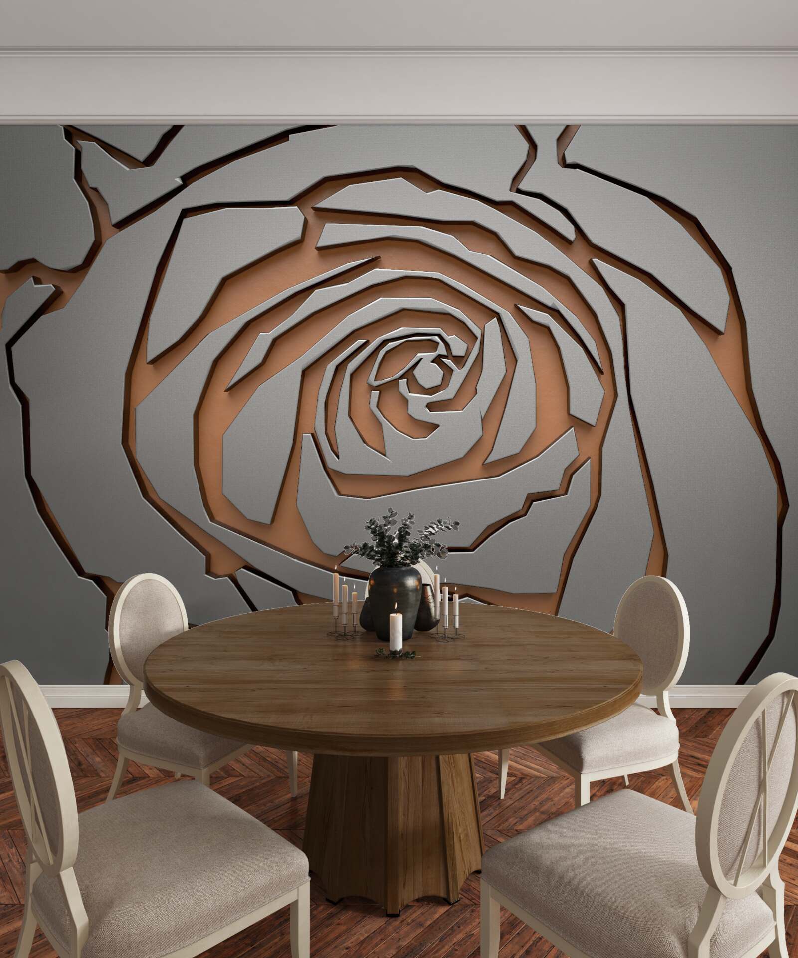 Papier peint une grande rose est illuminée sur le mur