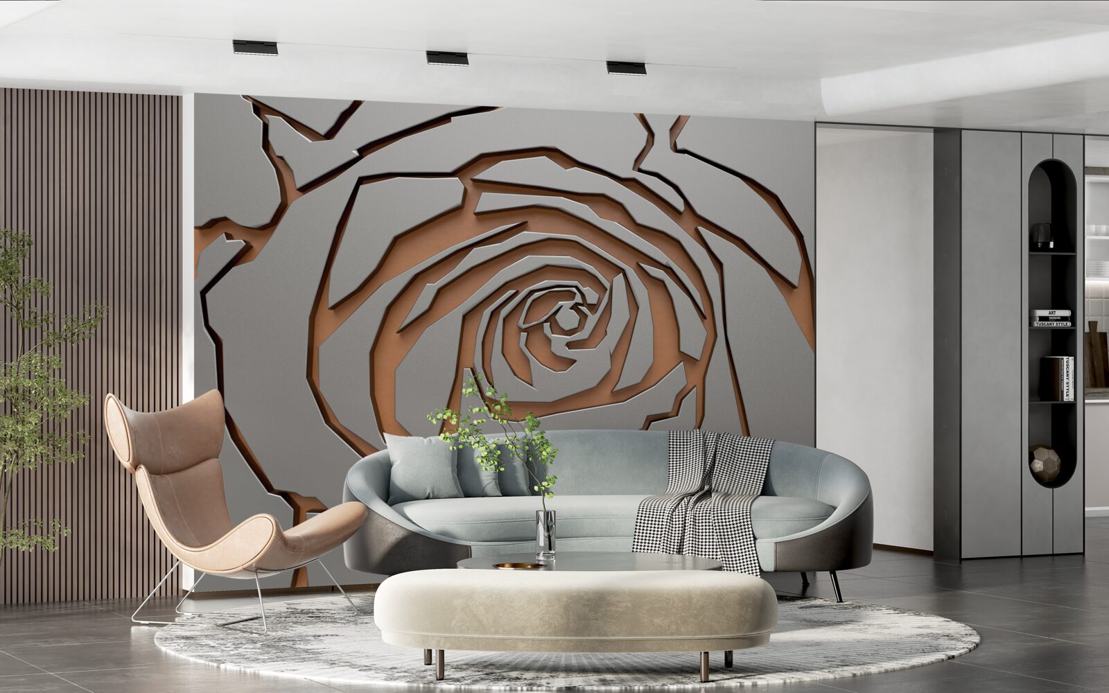 Papier peint une grande rose est illuminée sur le mur