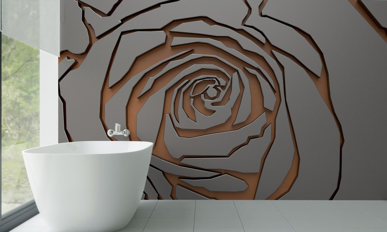 Papier peint une grande rose est illuminée sur le mur