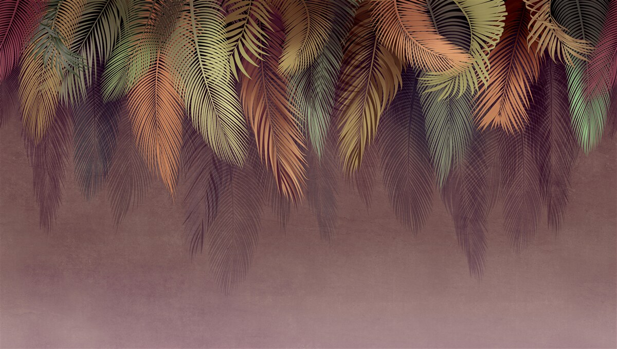 Papier peint plumes pendantes de différentes couleurs