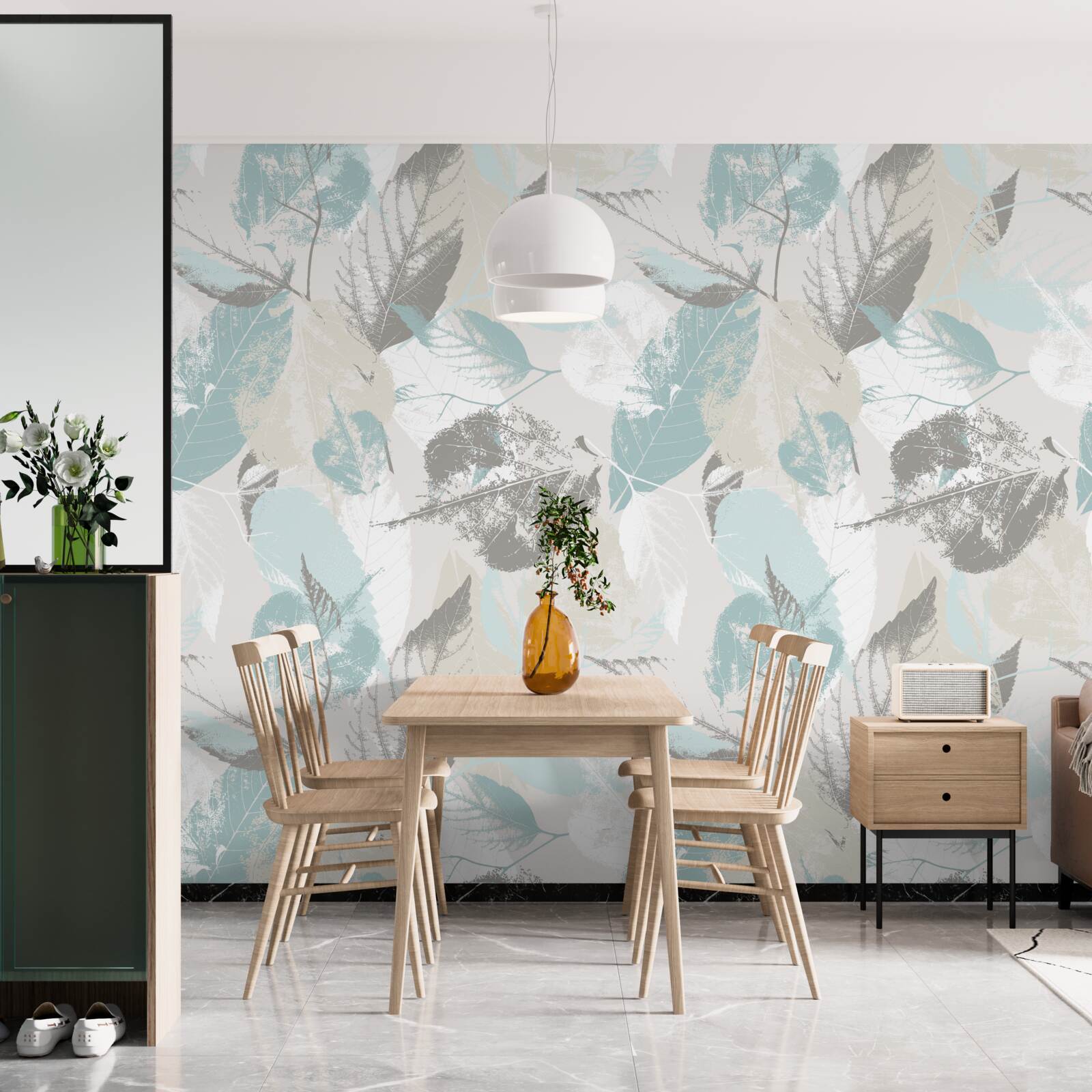 Papier peint les feuilles sont peintes au pinceau