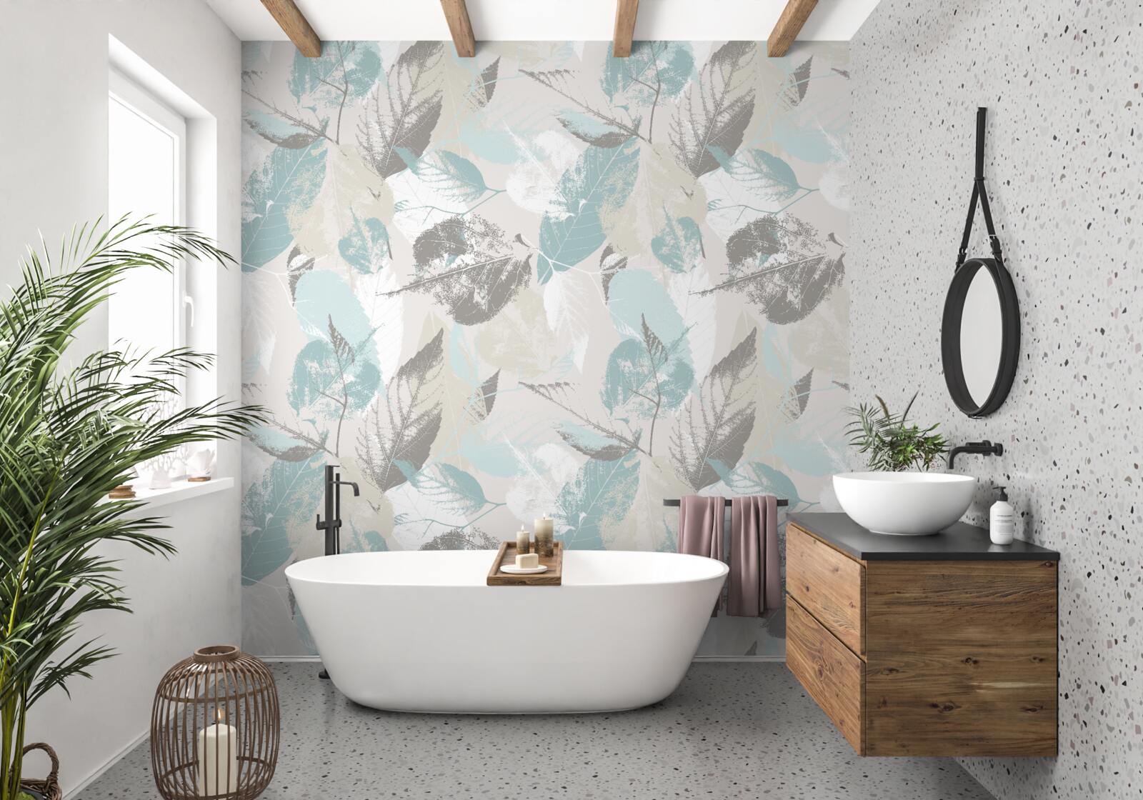 Papier peint les feuilles sont peintes au pinceau