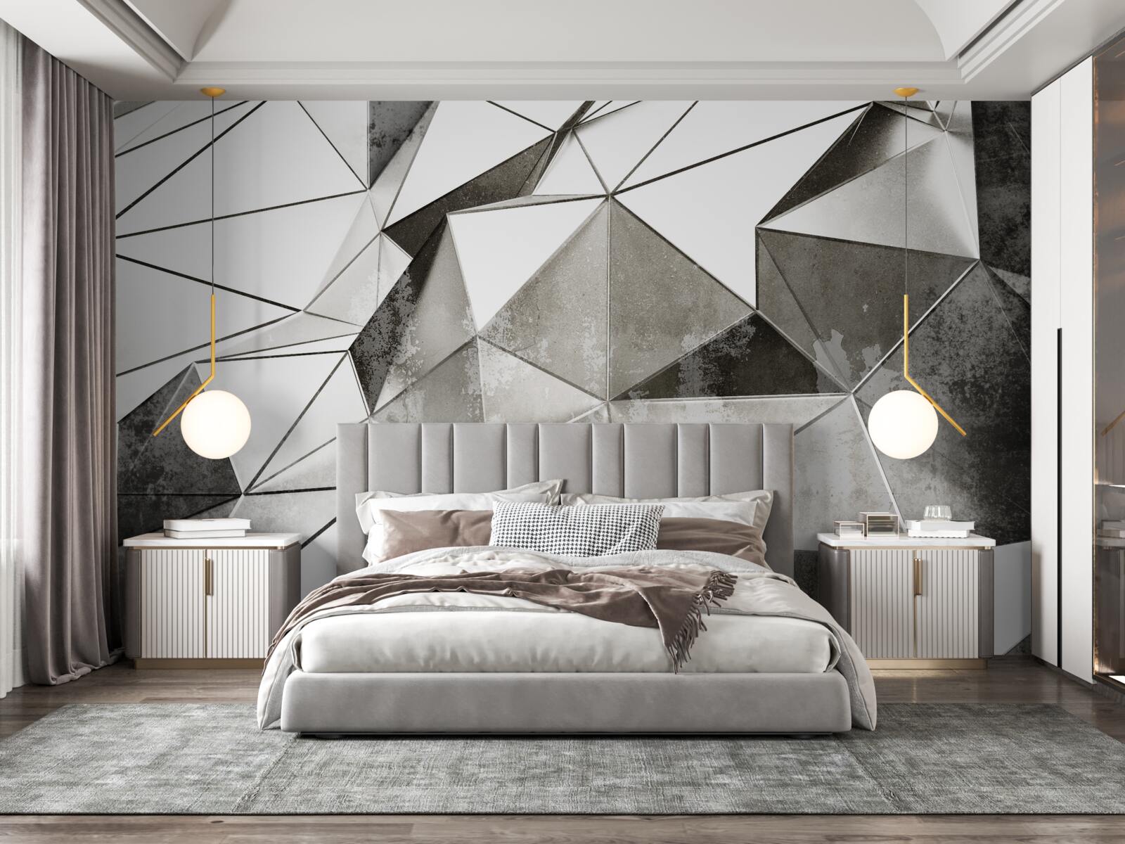 Papier peint fond abstrait noir et blanc de style géométrique