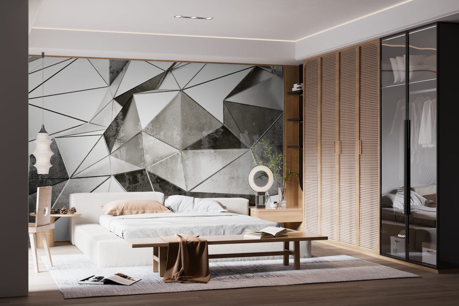 Papier peint fond abstrait noir et blanc de style géométrique