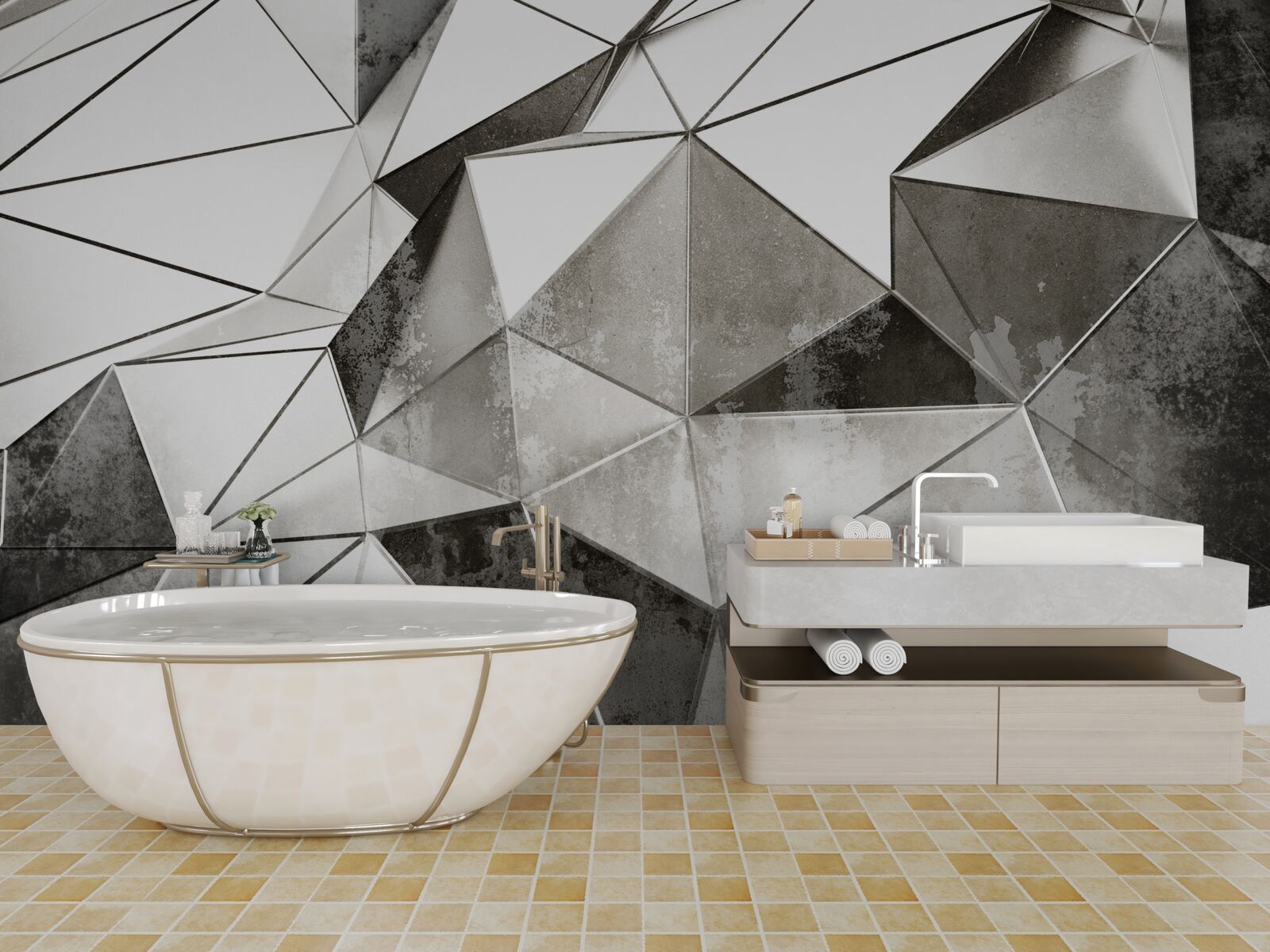 Papier peint fond abstrait noir et blanc de style géométrique