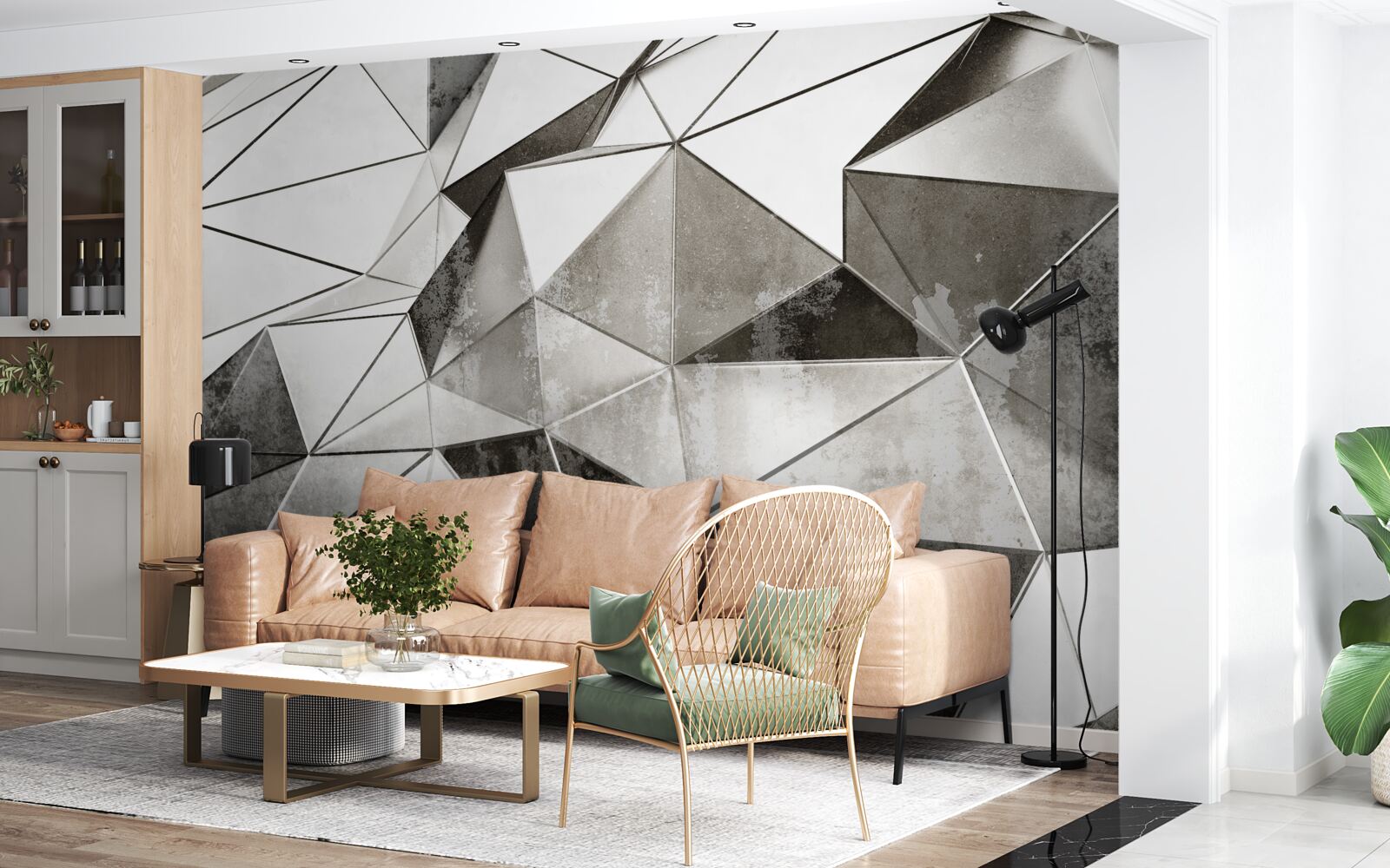 Papier peint fond abstrait noir et blanc de style géométrique