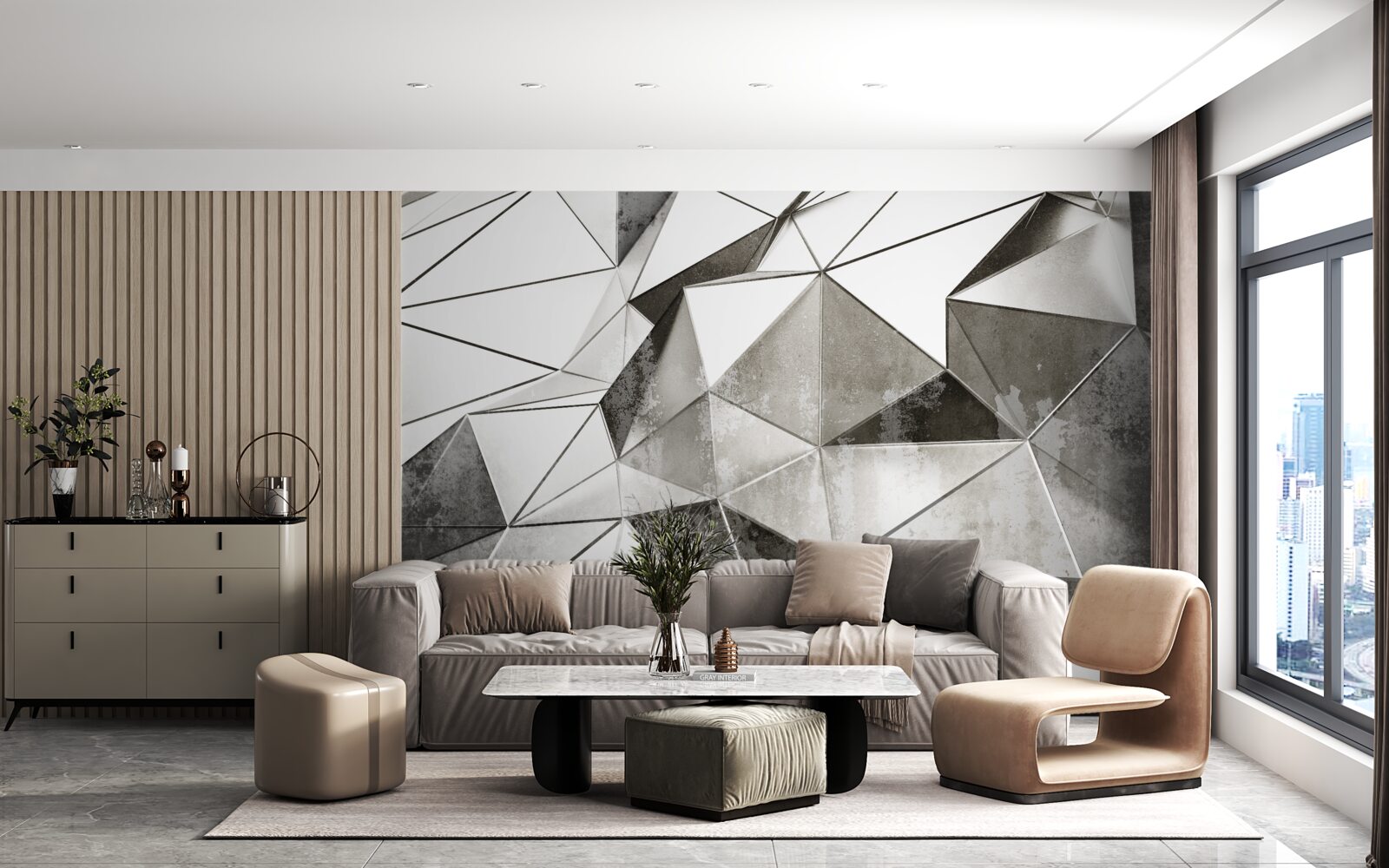 Papier peint fond abstrait noir et blanc de style géométrique