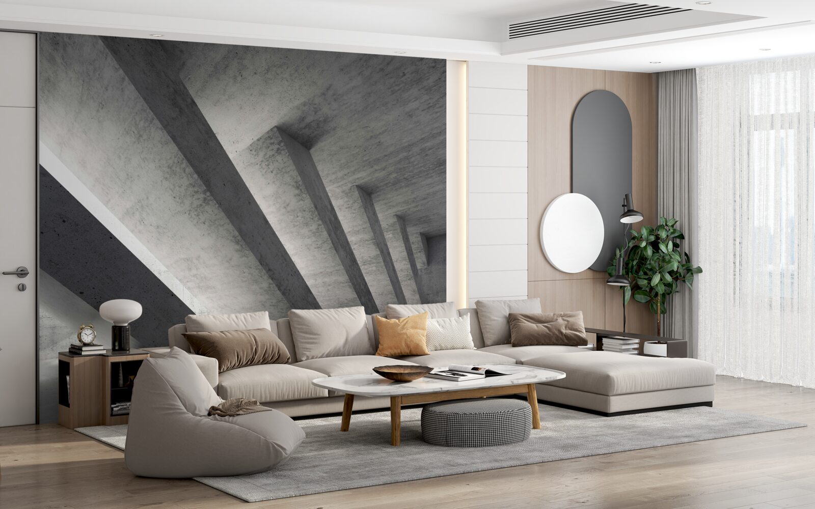 Papier peint tunnel gris en style architectural