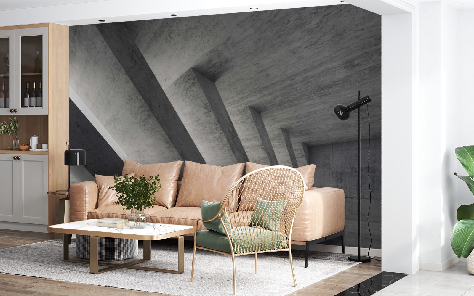 Papier peint tunnel gris en style architectural