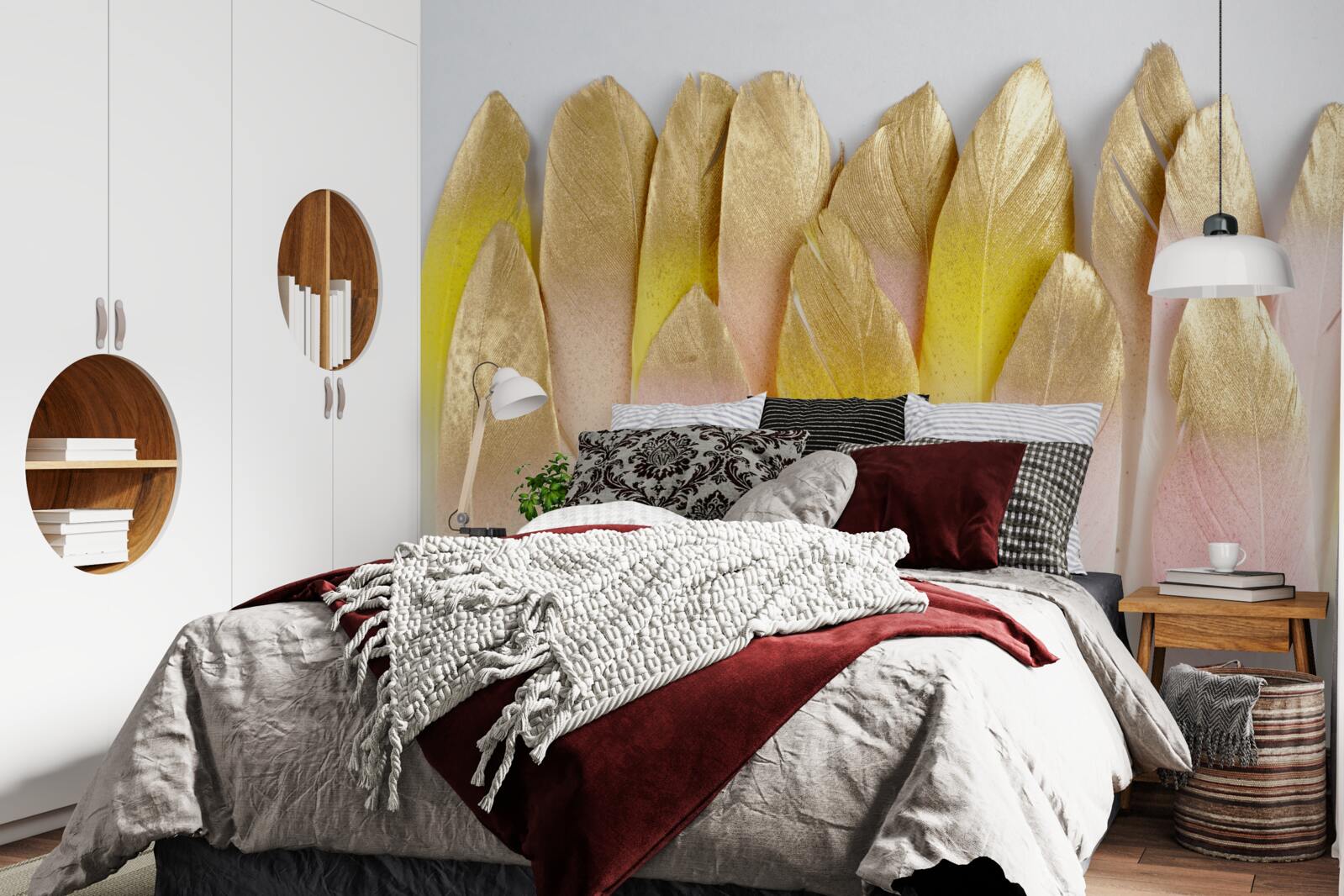 Papier peint longues plumes dégradées