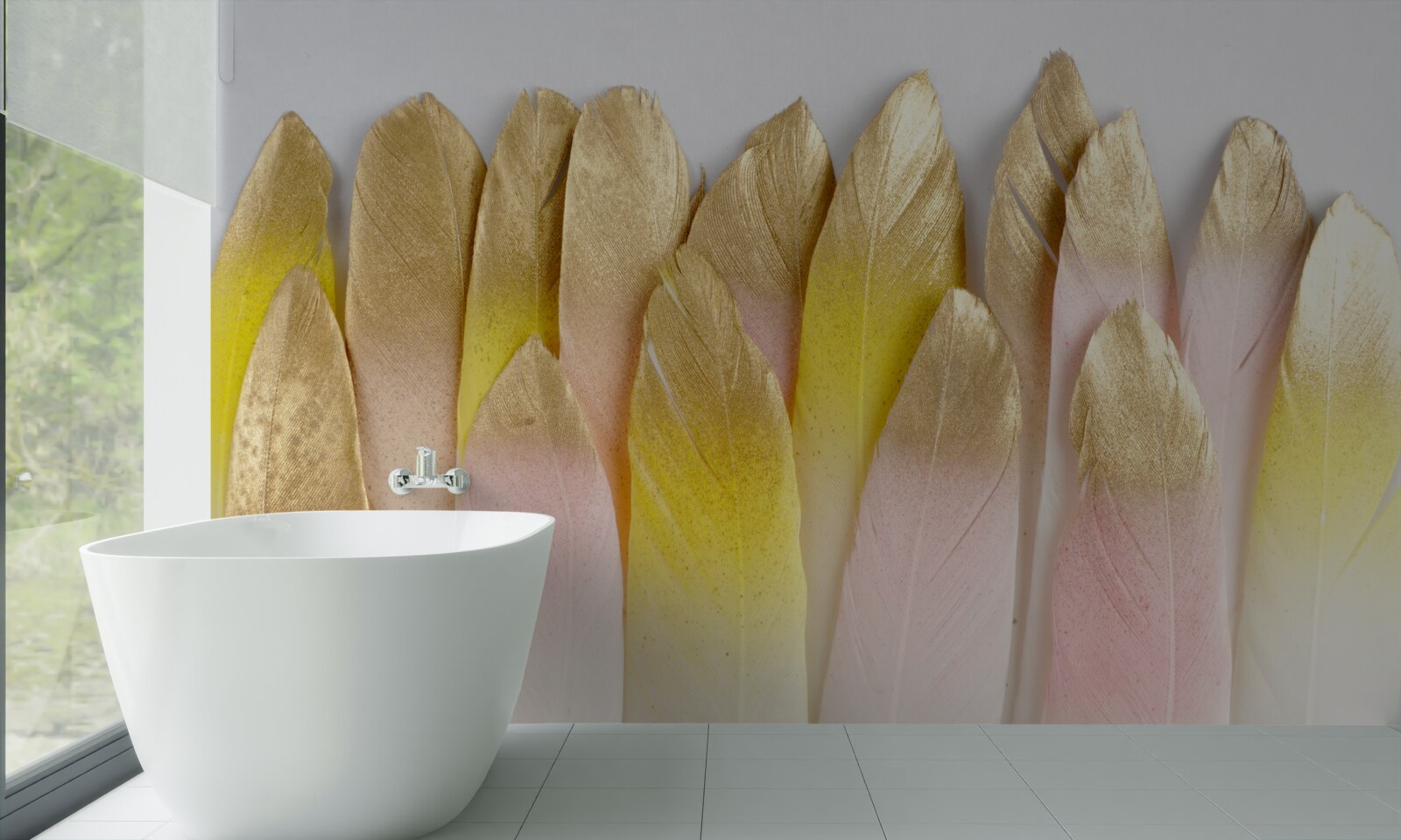 Papier peint longues plumes dégradées