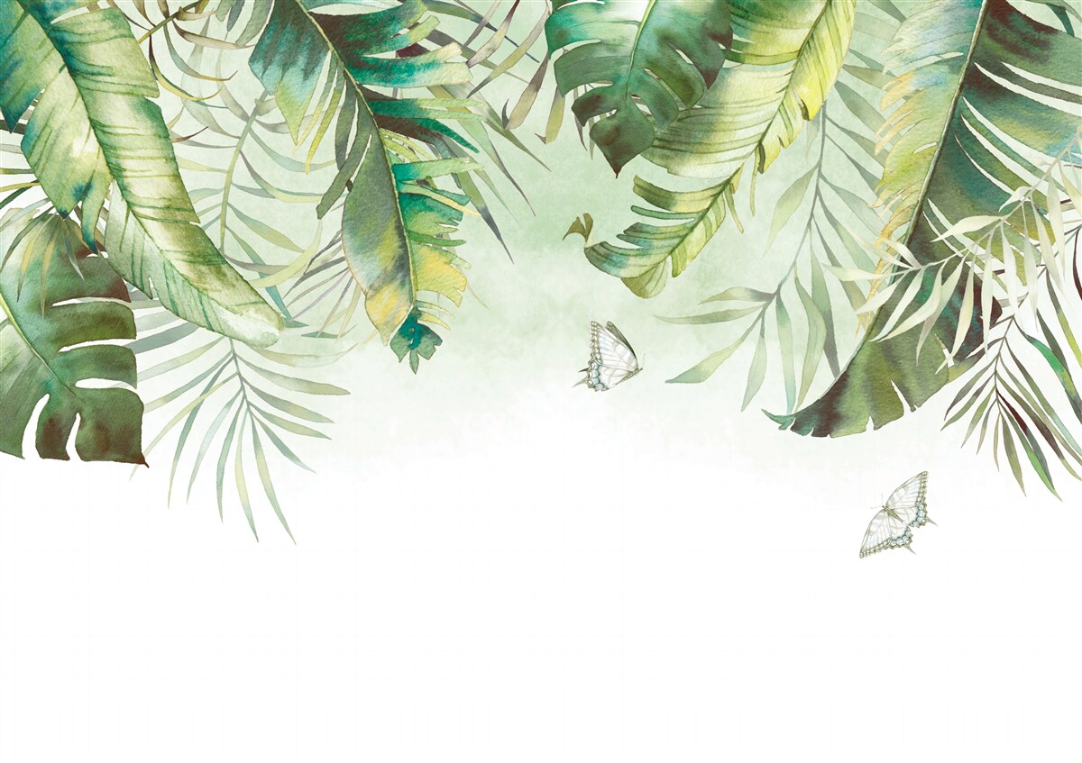 Papier peint Lépidoptères dans les feuillages tropicaux